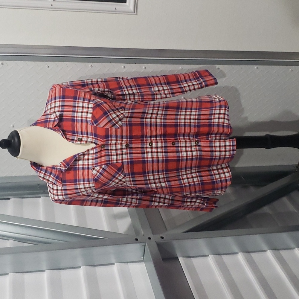 Takara Flannel Long Roll‎ Up Sleeve Button Up Shirt